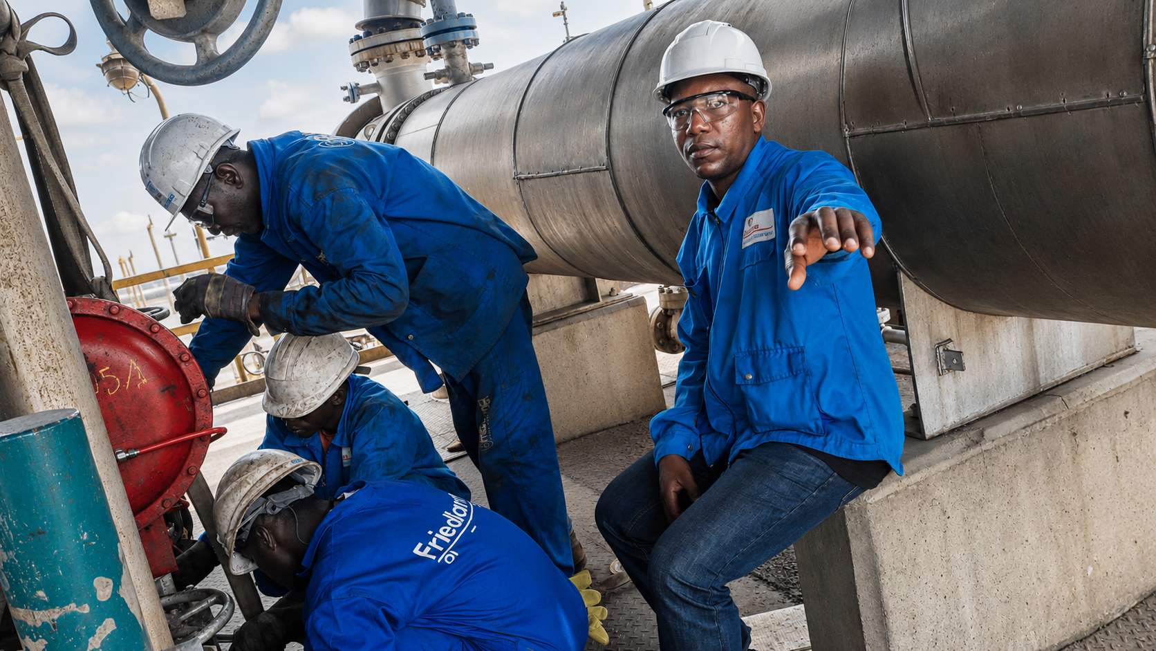 Équipe technique sur site industriel